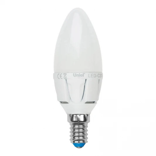 LED-C37 7W/WW/E14/FR PLP01WH Набор из 5штук Лампочка светодиодная E14 7W свеча белая Uniel LED-C37 7W/WW/E14/FR PLP01WH Набор из 5штук