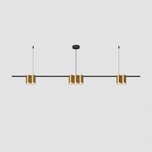 DK4063-BK+SG Подвесной светильник Denkirs Orbit DK4063-BK+SG 7xGU10 LED до 15 Вт, черный + сатинированное золото