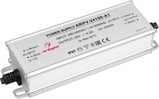 034209 Блок питания ARPV-24150-A1 (24V, 6.25A, 150W) (Arlight, IP67 Металл, 3 года) 034209