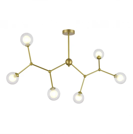 SLE1106-203-06 Потолочная люстра на штанге Evoluce Arcus SLE1106-203-06 Золотистый/Прозрачный, Белый G9 6*5W