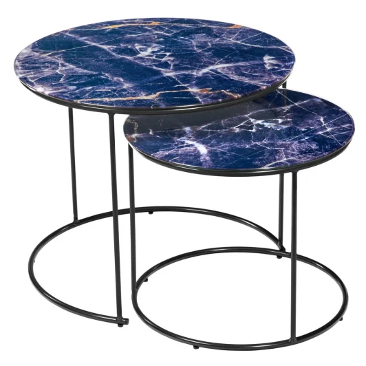 FR 0754 Набор кофейных столиков Tango темно-синий с чёрными ножками, 2шт