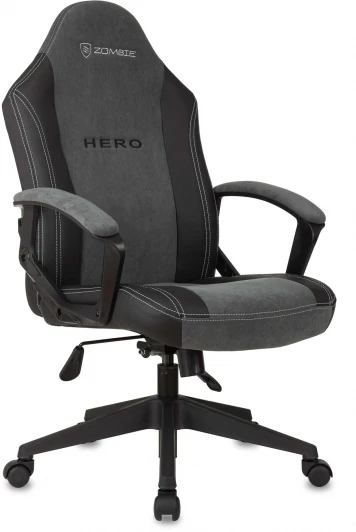 ZOMBIE HERO Кресло игровое Zombie Hero серый ткань/эко.кожа крестов. пластик