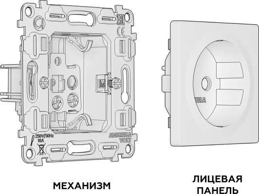 MA637010 Комплект механизма Ambrella Volt электрической розетки ALFA MA637010 Темная бронза матовый с заземлением и шторками 2P+E 16A-250V QUANT